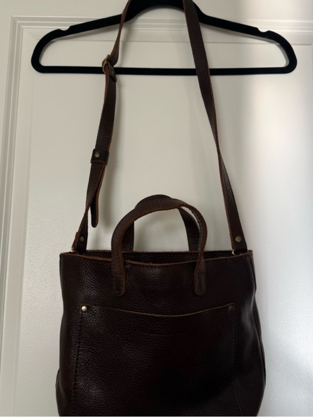Portland Leather Dark Coldbrew Pebbled Leather Crossbody Bag Mini